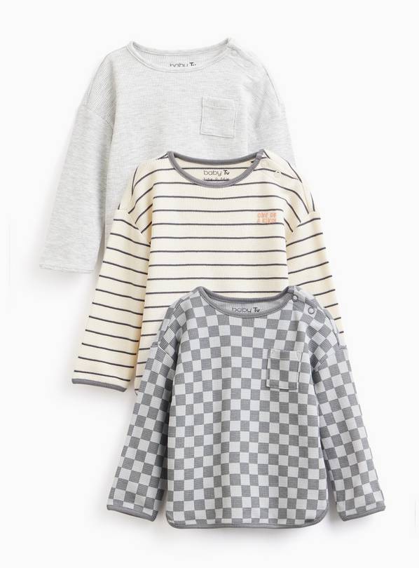 Charcoal Long Sleeve T Shirts 3 Pack 6-9 months